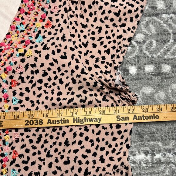 Savanna Jane Tiered Dress Size 1X Short Sleeve Leopard Print Embroidered Boho - Picture 4 of 8